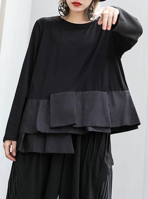 Classy black cotton shirts patchwork box fall shirts