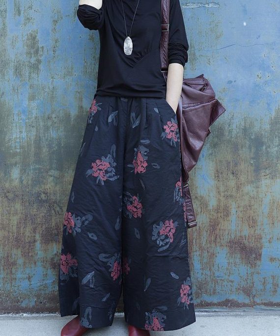 Classy elastic waist shorts plus size clothing black prints Fashion Ideas wide leg Jeans