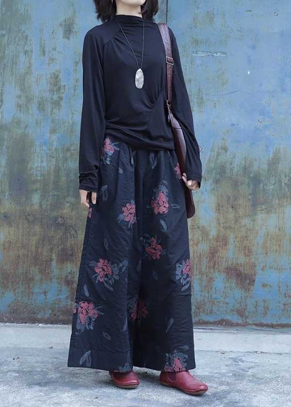 Classy elastic waist shorts plus size clothing black prints Fashion Ideas wide leg Jeans - Image 3