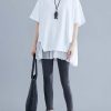Classy white linen top silhouette Inspiration o neck patchwork summer blouse
