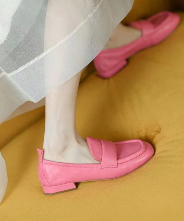 Comfortable Light Green Sheepskin Splicing Flats Shoes - Image 2