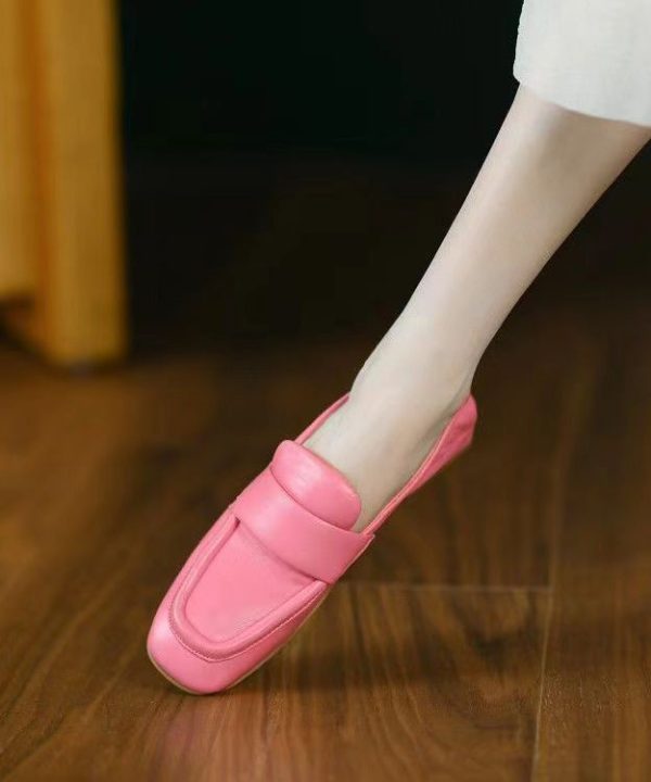 Comfortable Light Green Sheepskin Splicing Flats Shoes - Image 4