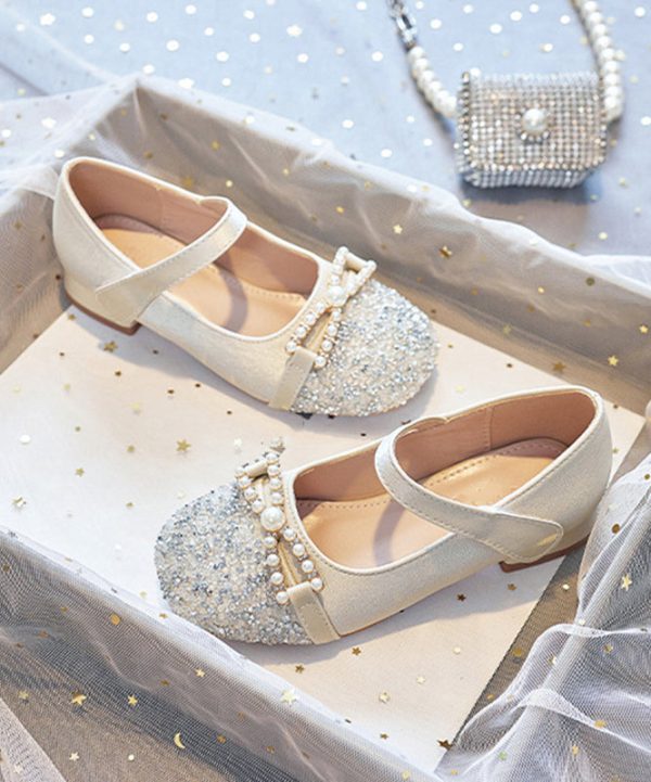 Comfy Apricot Zircon Buckle Strap Girls Flat Feet Shoes - Image 5