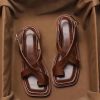 Comfy Flip Flops Chunky Faux Leather Soft Splicing Sandals
