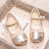 Comfy Kids Girls Flat Feet Shoes Beige Faux Leather Buckle Strap