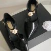 Comfy Splicing Wedge Sandals Black Cowhide Leather Pointed Toe