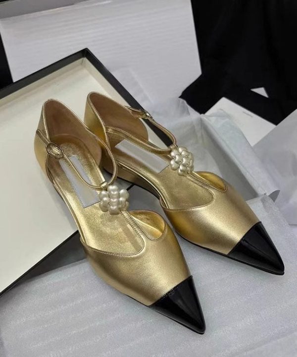 Comfy Splicing Wedge Sandals Black Cowhide Leather Pointed Toe - Image 4