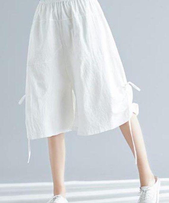 Comfy White Wide Leg Cotton Linen Pants Summer