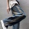 Cool Blue Pockets Patchwork Denim Pants Men Apparel Fall