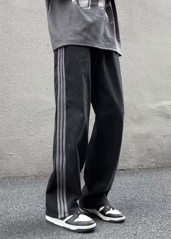 Cool Blue Pockets Patchwork Denim Pants Men Apparel Fall - Image 2