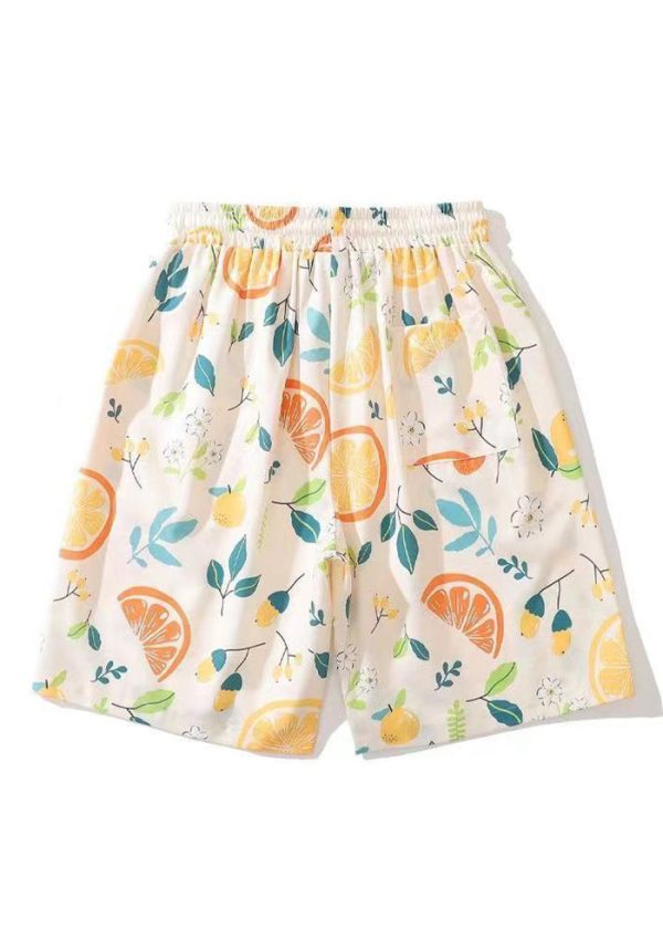 Cozy Apricot Print Pockets Cotton Summer Mens Shorts - Image 2