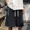 Cozy Black Print Pockets High Waist Cotton Men Beach Shorts Summer