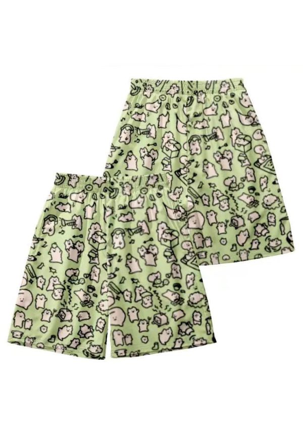 Cozy Pink Print Elastic Waist Cotton Men Beach Shorts Summer - Image 4