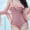 Cute Black Tulle Patchwork Smock And Bodysuit Flare Sleeve