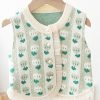 Cute Green O Neck Button Patchwork Kids Girls Waistcoat Sleeveless