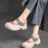 Cute Pink Splicing Buckle Strap Chunky Loafers Shoes