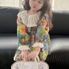 Cute Print Patchwork Kids Vacation Mid Dresses Fall