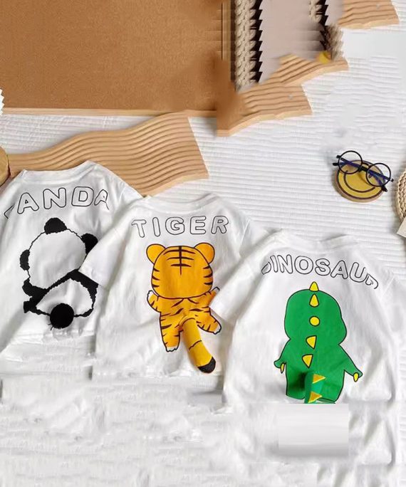 Cute White Tiger Animal Print Kids Top Summer