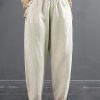 DIY Beige Trousers Spring Elastic Waist Shorts