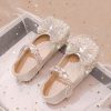 DIY Beige Zircon Buckle Strap Kids Flat Shoes