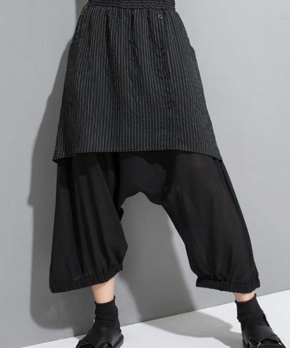 DIY Cotton Fun Striped Cotton Ankle-Length Wide Leg Pants