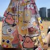 DIY Yellow Character Elastic Waist Ice Silk Men Shorts Summer