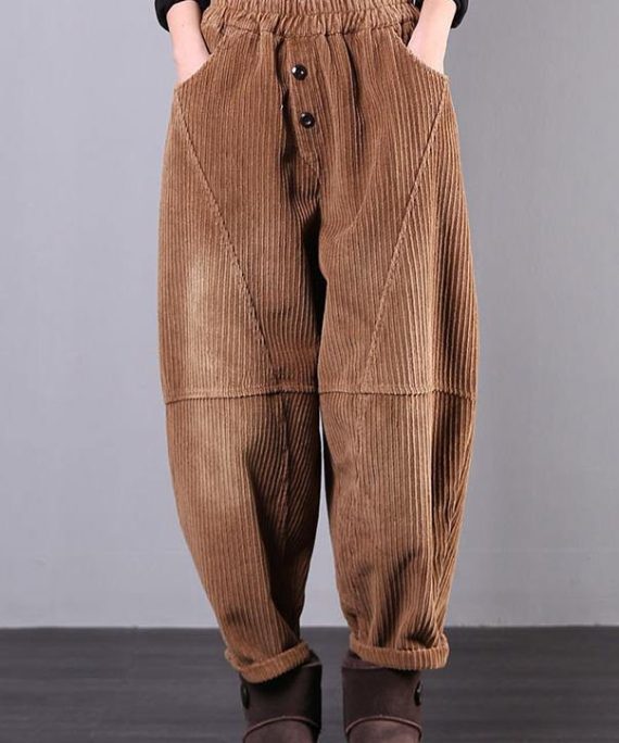 DIY Fall Women Pants Women's Chocolate Photography Corduroy Pockets Trousers
