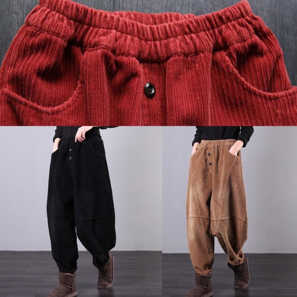 DIY Fall Women Pants Women's Chocolate Photography Corduroy Pockets Trousers - Image 5