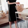 DIY o neck side open Cotton summer Tunics linen black Dress