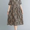 DIY Print O-Neck Button low high design Vacation Dresses Summer