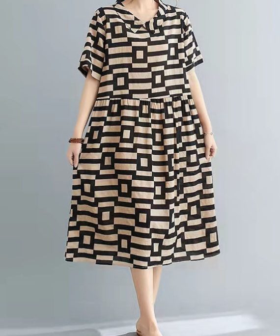 DIY Print O-Neck Button low high design Vacation Dresses Summer