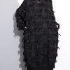 Elegant black lace dresses oversized lace gown women tassel dresses