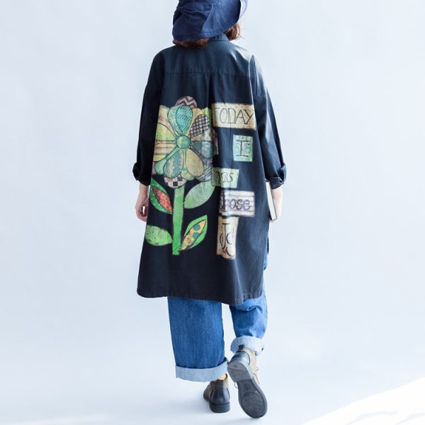 Days with rose black oversized cotton shirt dresses long cotton shift dress casual clothing - Image 4