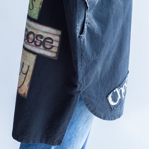 Days with rose black oversized cotton shirt dresses long cotton shift dress casual clothing - Image 5