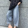 Denim blue pants women thin section high waist nine points lantern harem pants