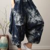 Diy Denim Blue Elastic Waist Cotton Linen Summer Harem Pants
