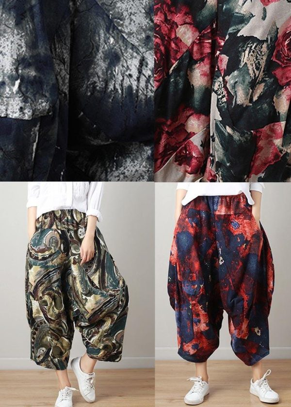 Diy Denim Blue Elastic Waist Cotton Linen Summer Harem Pants - Image 5