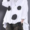 Diy White Dotted Blouses For Women Asymmetric Shirt