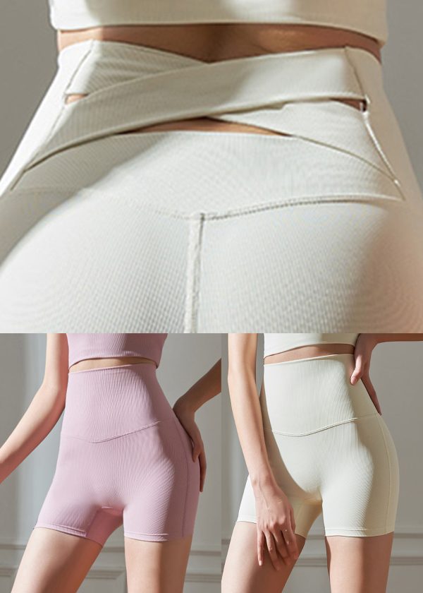 Dynamic Beige Butt Scrunch Workout Gym Running Shorts - Image 5