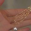 Elegant Gold Pearl Lace Tassel Pendant Necklace