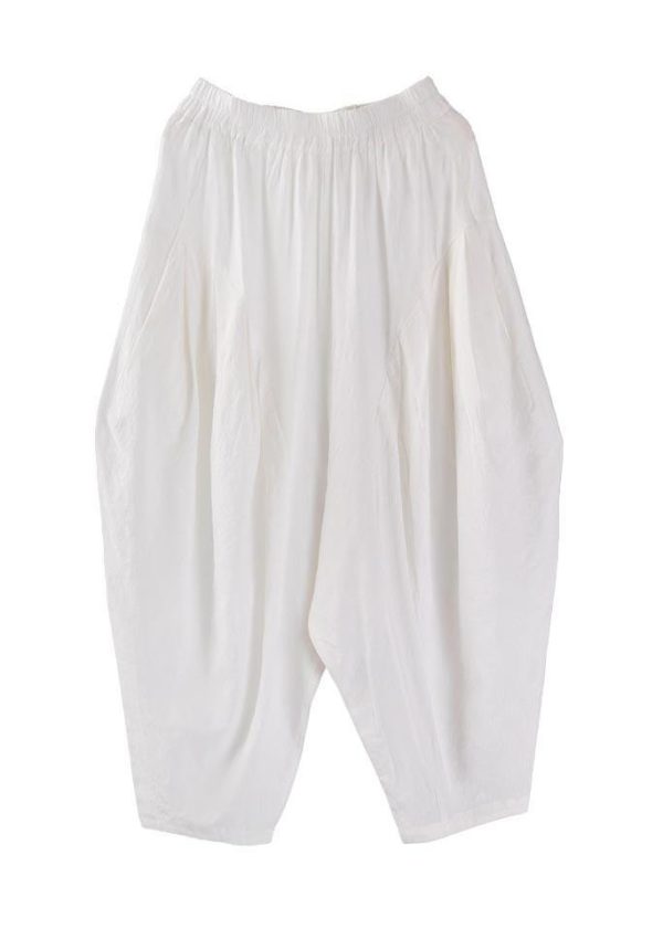 Elegant Grey High Waist Cotton Linen lantern Pants Summer - Image 4