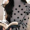Elegant Grey Ruffled Patchwork Knitted Sweaters Tops Spring