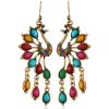 Elegant Multi Colour Peacock Zircon Copper Drop Earrings