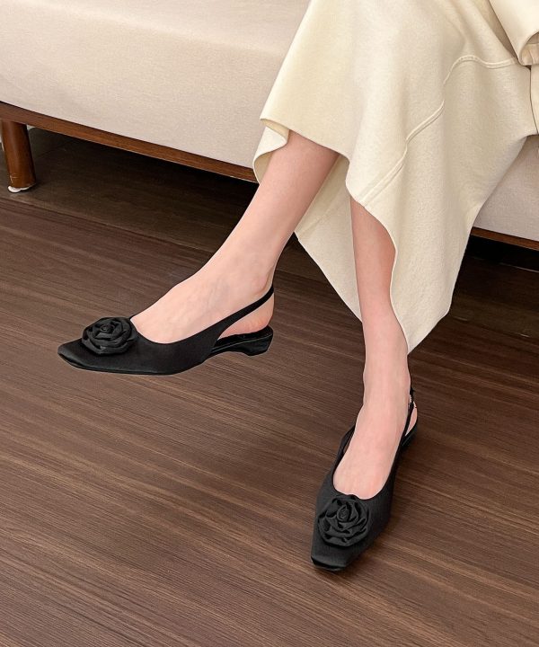 Elegant Pink Sandals Satin Beautiful Splicing Floral - Image 4