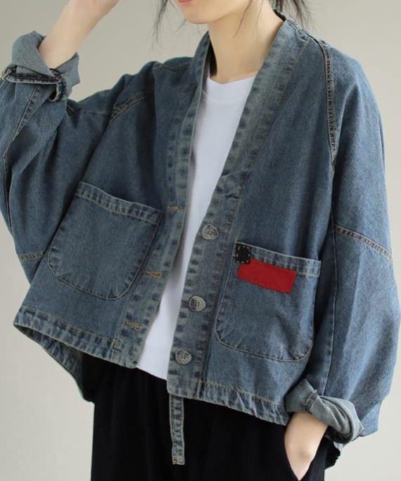 Elegant V Neck Button Down Spring Clothes Fashion Ideas Denim Blue Coats