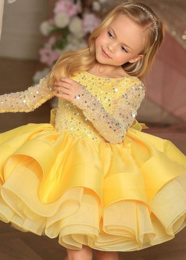 Elegant White Backless Sequins Patchwork Tulle Kids Mid Dresses Spring - Image 2