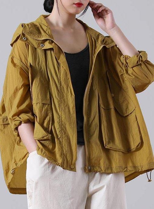 Elegant Yellow Loose UPF 50+ Coat Jacket Hoodie Coat Summer