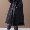 Elegant black Fashion box coat Inspiration hooded Large pockets outwears