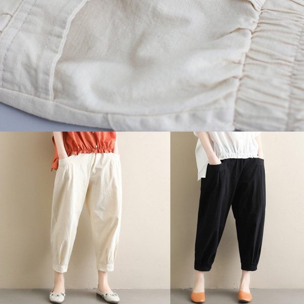 Elegant black Jeans elastic waist asymmetric Fabrics casual pants - Image 5