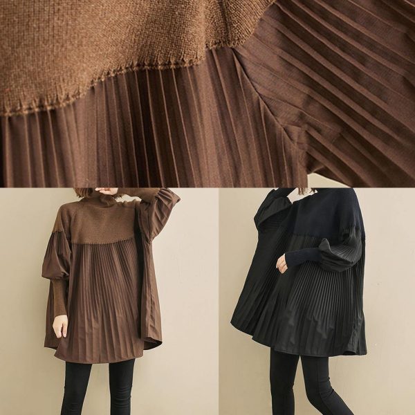 Elegant black clothes For Women high neck Cinched oversized shirts - Image 5